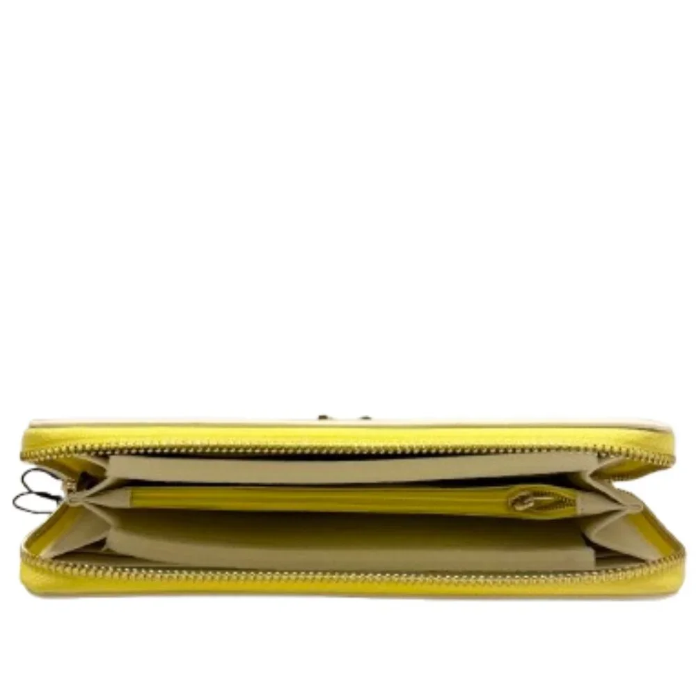 NWT Vanessa Williams White Wallet with Yellow trim